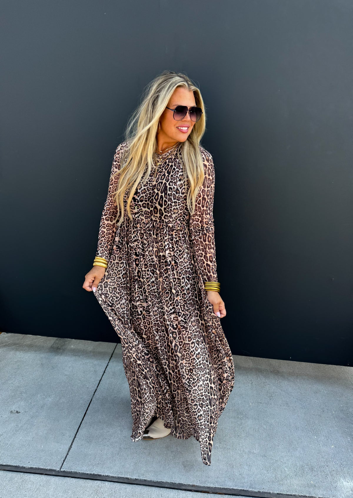 CARMEN SHEER CHEETAH DRESS