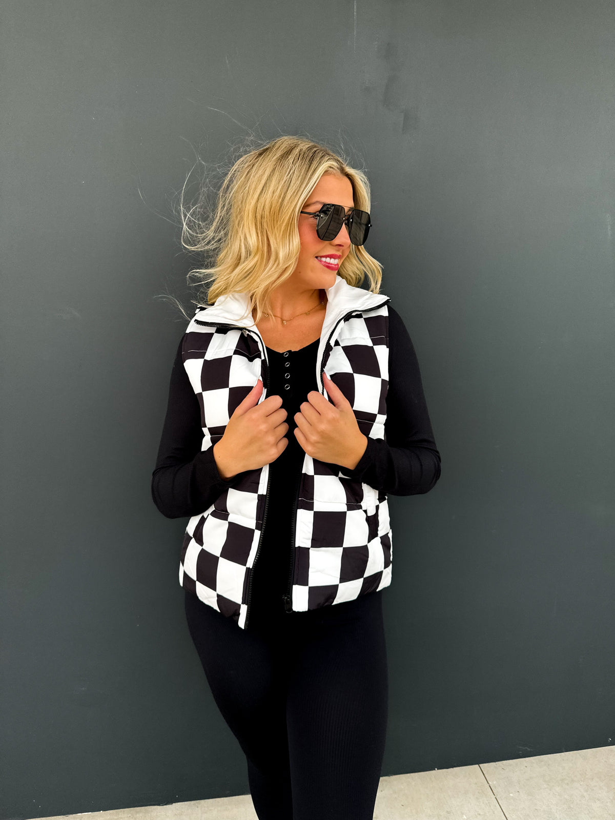 CHECKER & WESTERN PUFFER VEST