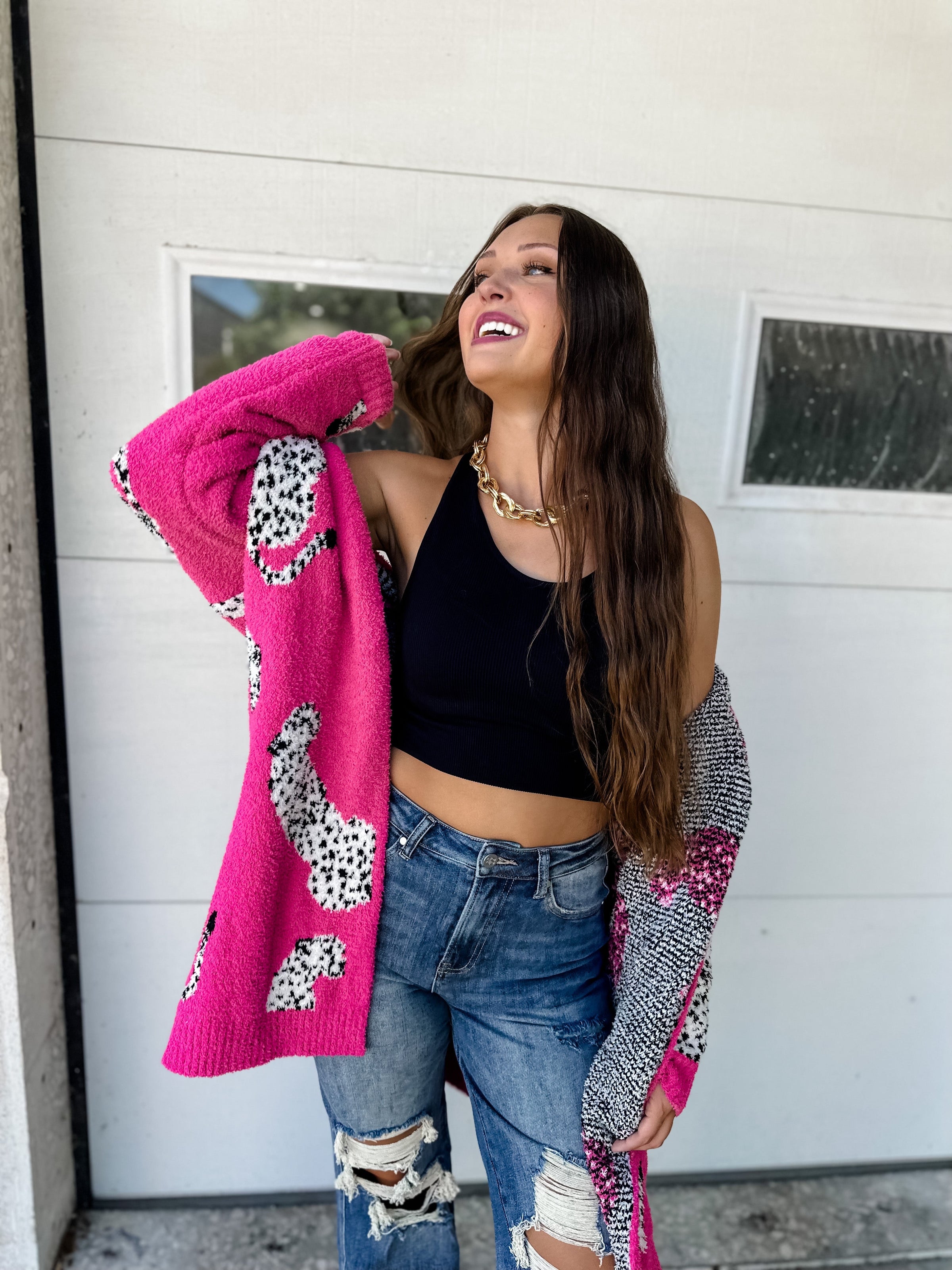 Leopard Sweater  ivory & pink – Elizabeth McKay