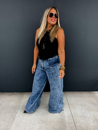 CHARLIE CINCH HEM WIDE LEG JEANS