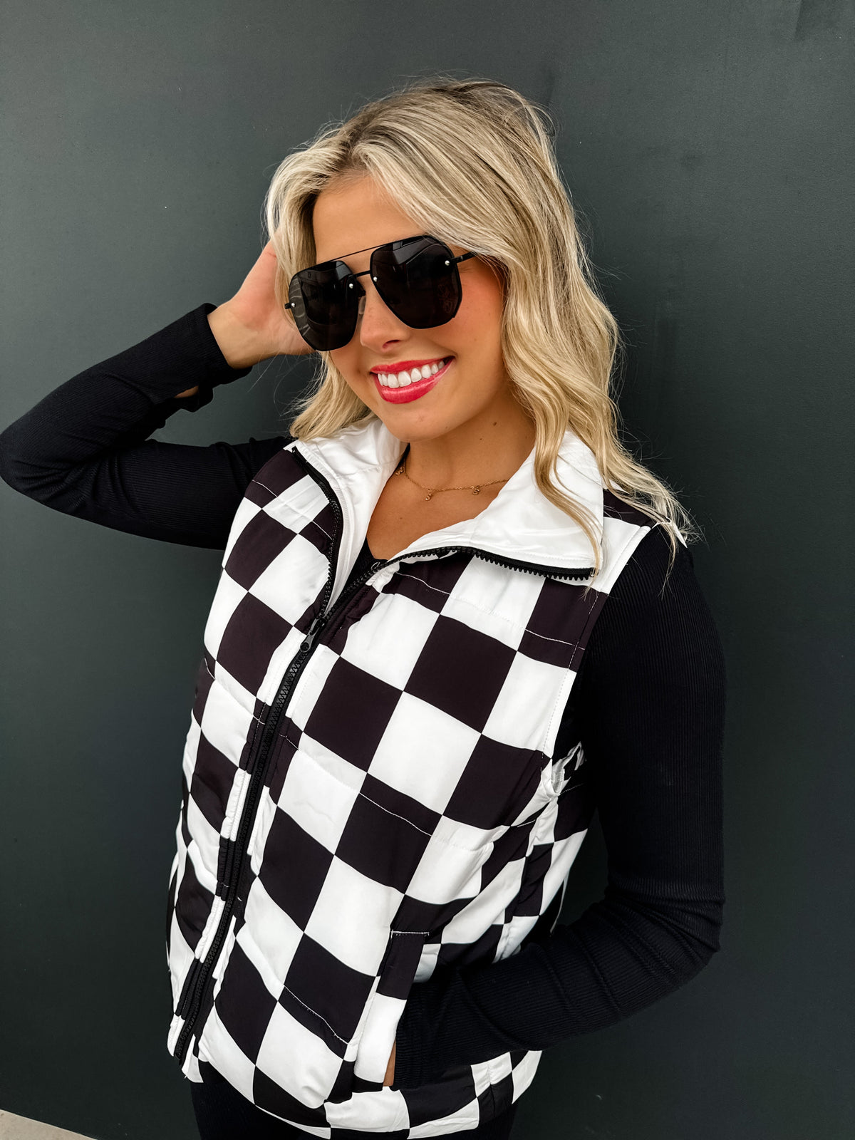 CHECKER & WESTERN PUFFER VEST