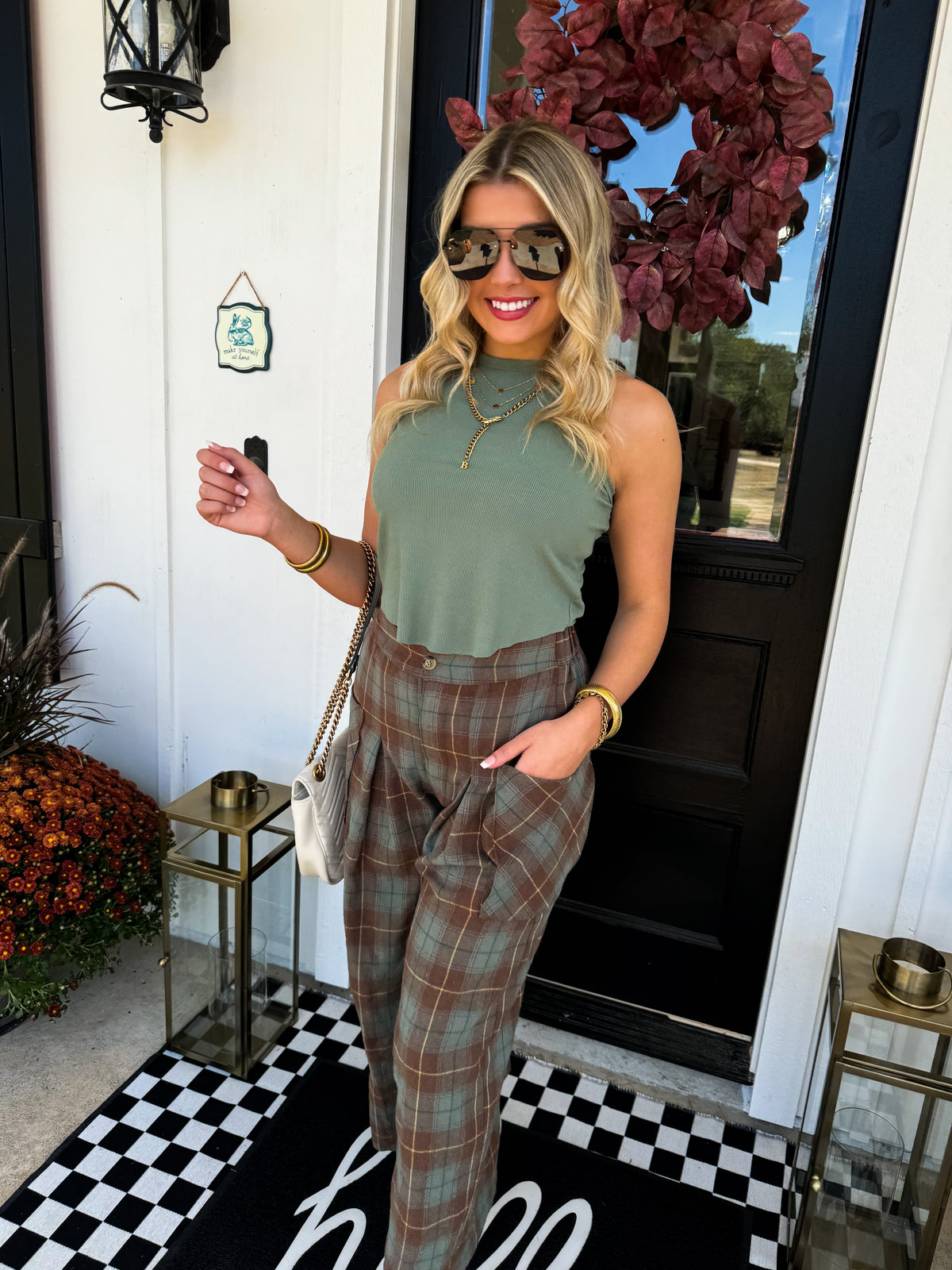 CAYLA CROP PLAID PANTS