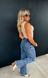 CHARLIE CINCH HEM WIDE LEG JEANS