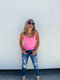 BRANDEE SNAP HENLEY TANK TOP