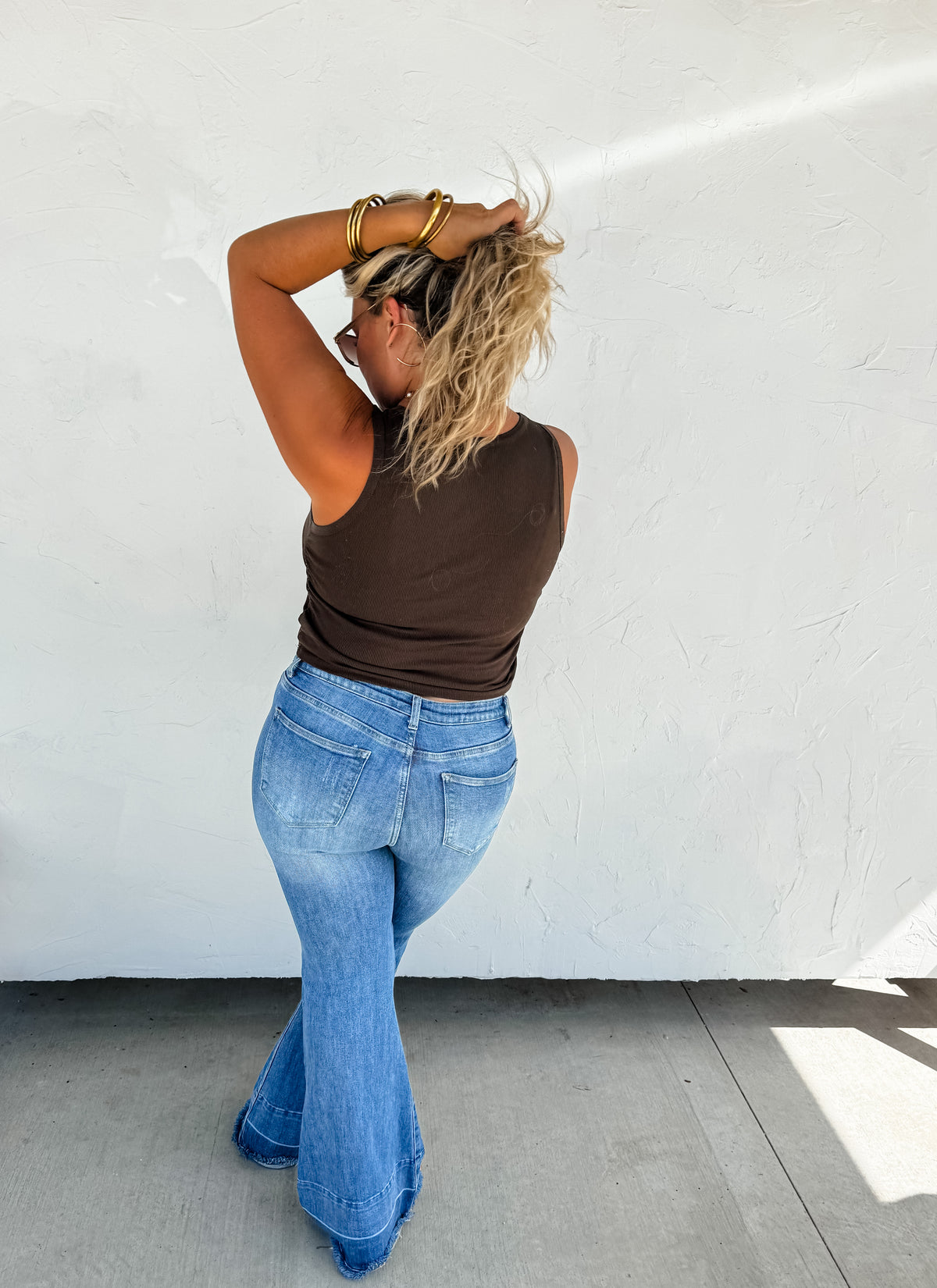 BROWN TAYLOR RIBBED TANK