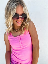 BRANDEE SNAP HENLEY TANK TOP