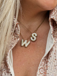 DIAMOND BUBBLE LETTER NECKLACE