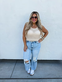 HAILEY DISTRESSED CROP JEAN