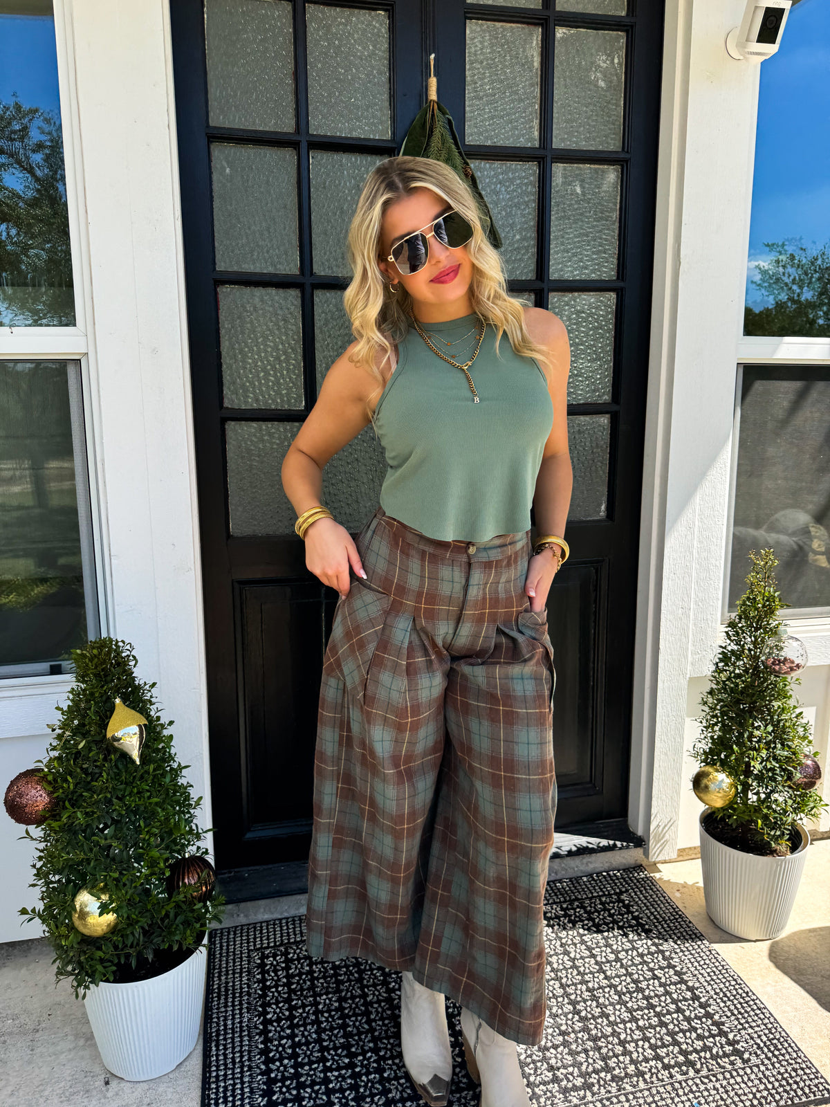 CAYLA CROP PLAID PANTS