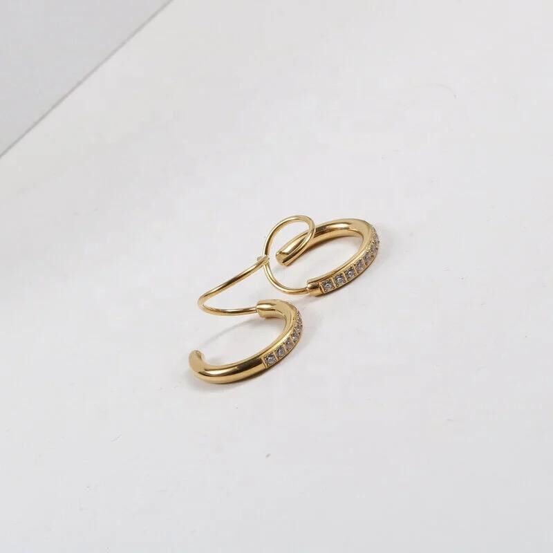 DOUBLE HOOP DIAMOND EARRINGS